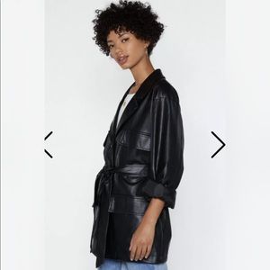 Nasty Gal Faux Leather Belted Jacket Size 4
